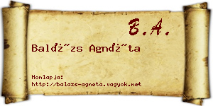 Balázs Agnéta névjegykártya