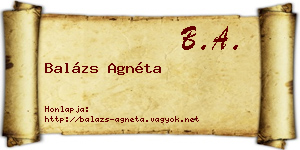 Balázs Agnéta névjegykártya