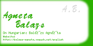 agneta balazs business card